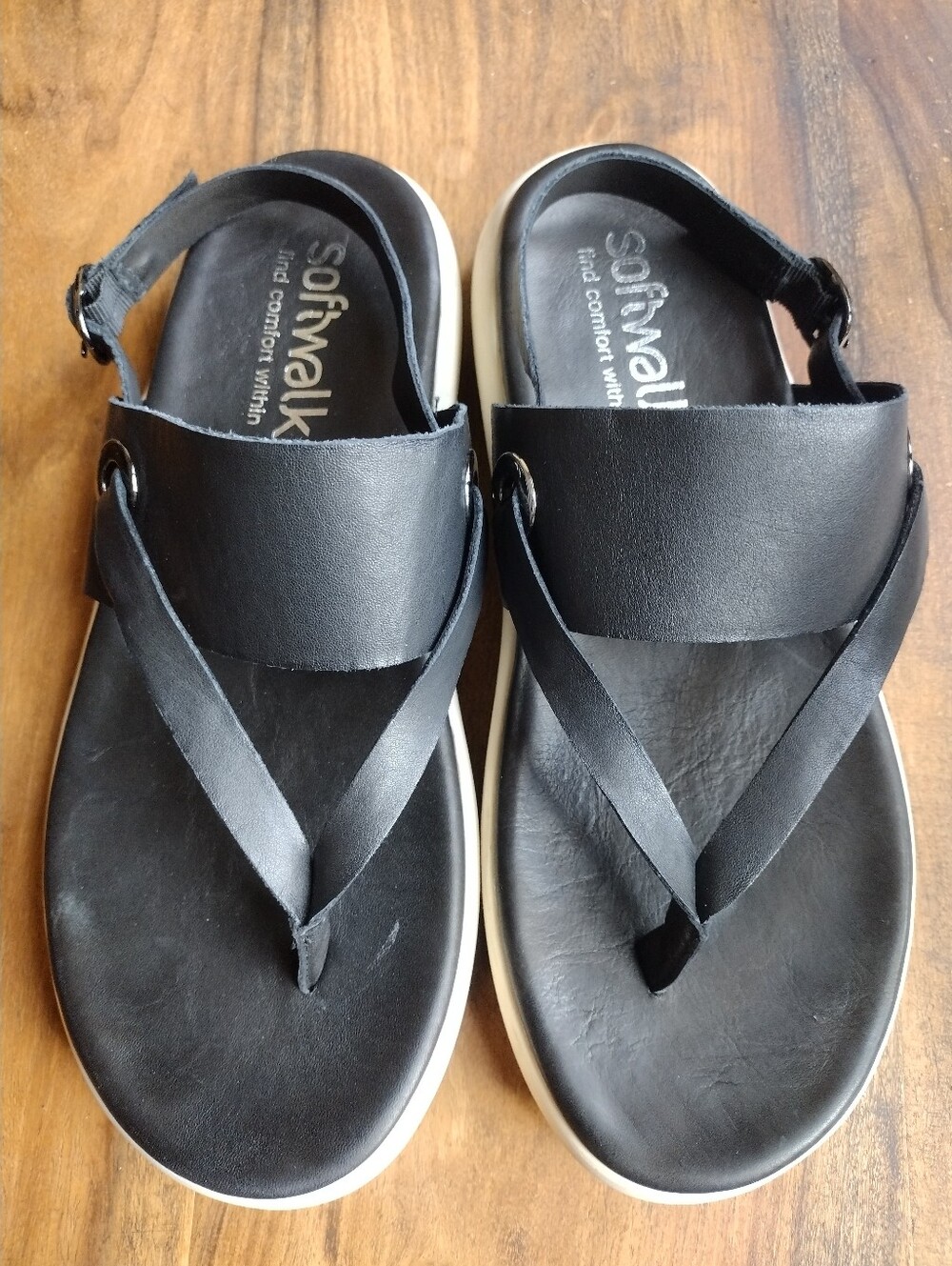 Softwalk Black Joliet Sandals Size 8 Narrow (Medium Fit)